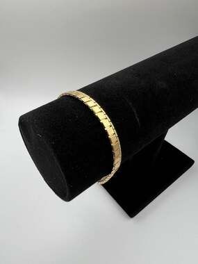 Vintage Gold Tone Square Link Bracelet 7.5 Inch